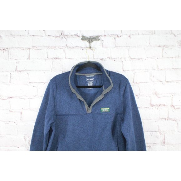 LL Bean Bright Blue Fleece Knit Stretch Pullover Sweater Size M - Picture 3 of 9